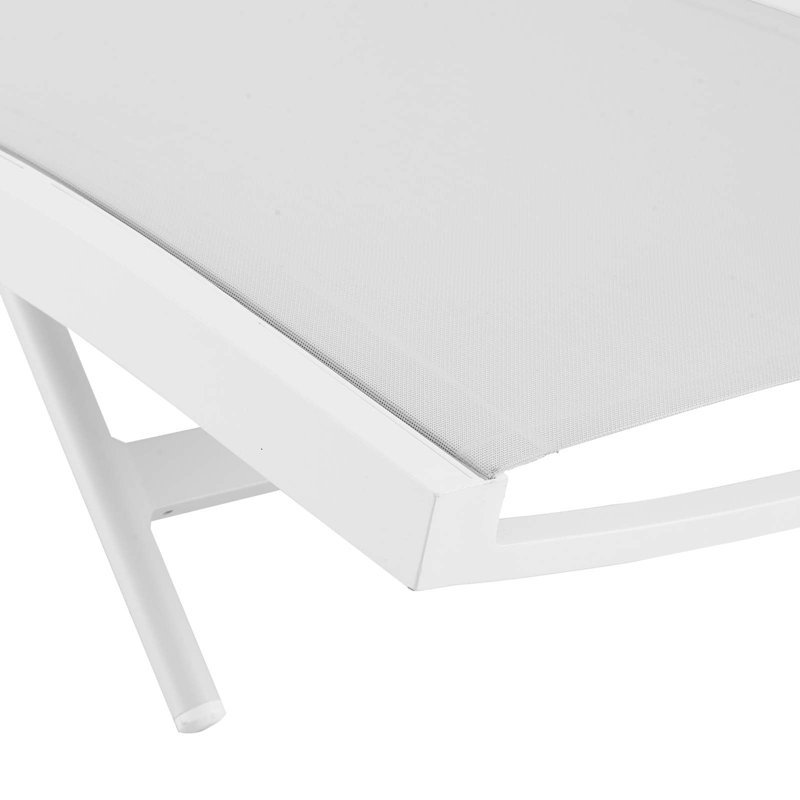 Glimpse Outdoor Patio Mesh Chaise Lounge Chair, White