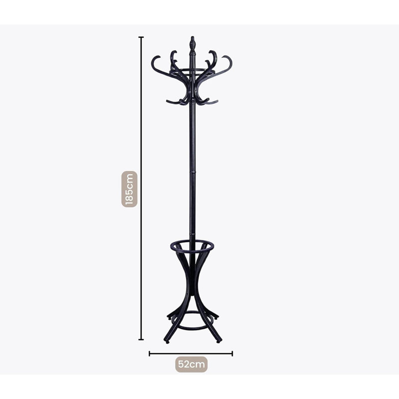 Freestanding 12 - Hook Coat Rack, Black