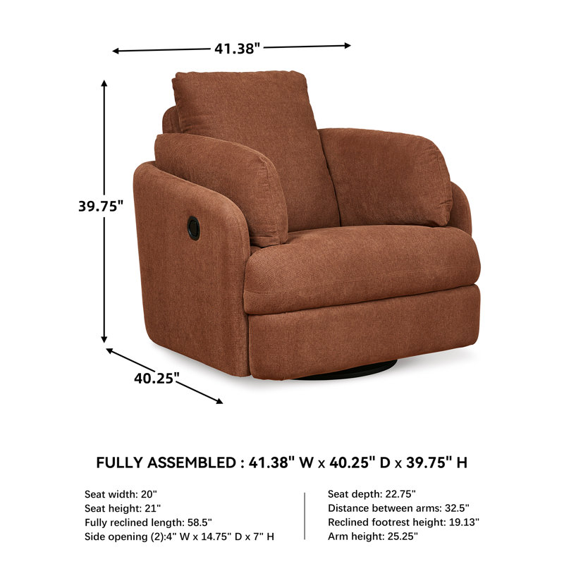 Gwenevere Upholstered Recliner, Orange Polyester
