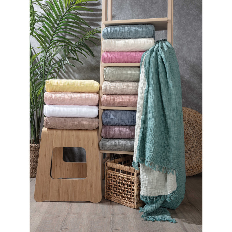 Muslin Coverlet, Twin Coverlet / Bedspread, Green