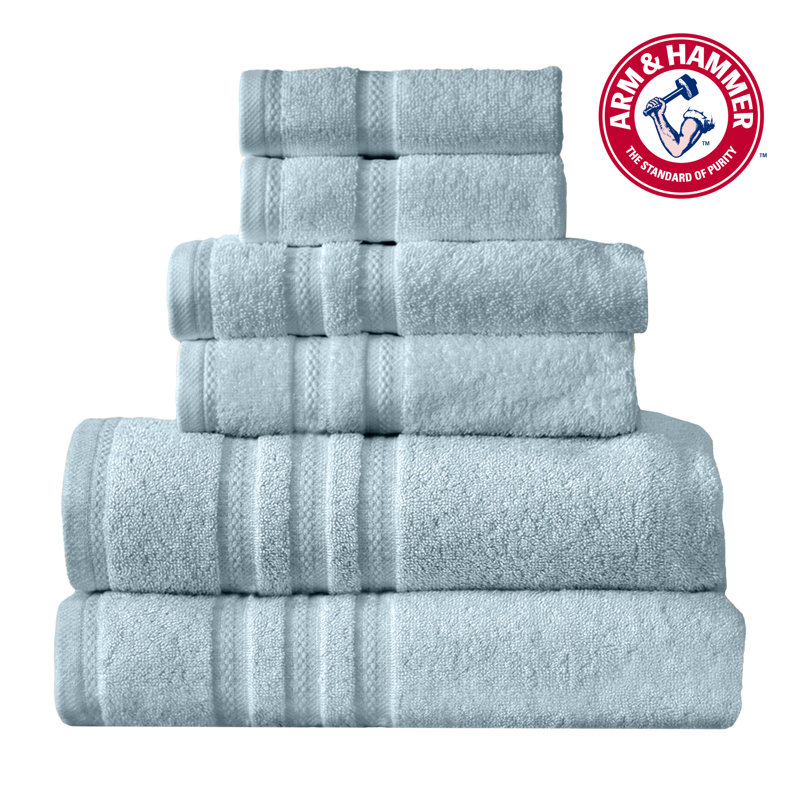 Arm & Hammer Performance Towel Set - 2 Bath Towels / 2 Hand Towels / 2 Washcloths, Blue