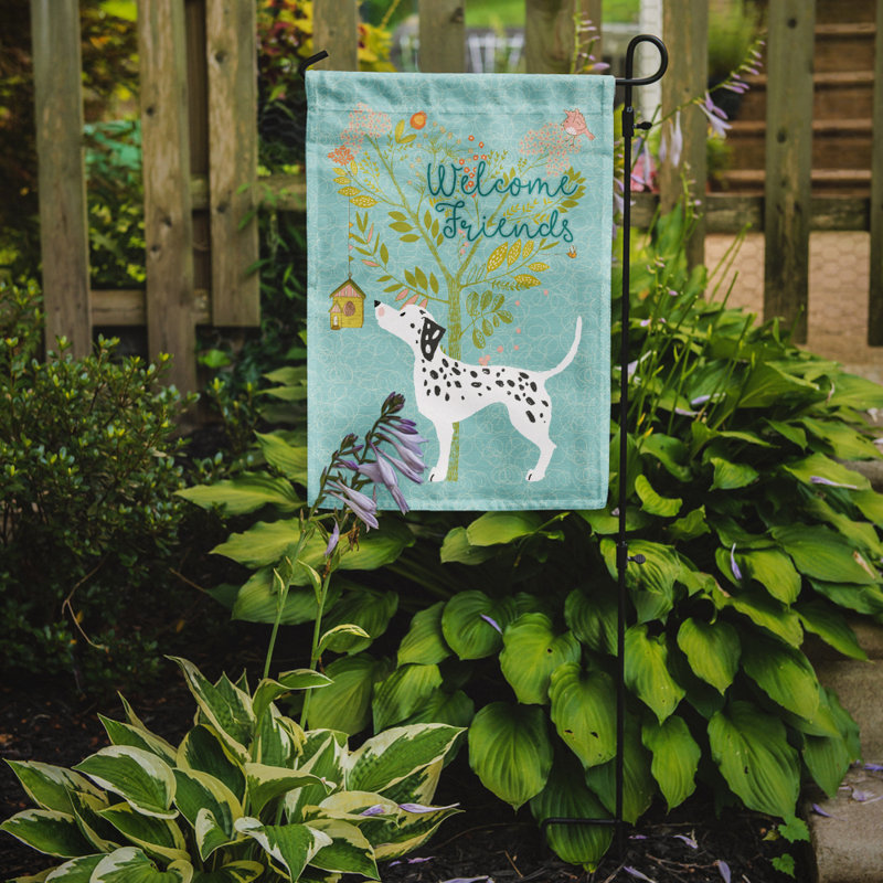 « welcome », un polyester de 2 côtés en polyester de 15 x 11 po drapeau de jardin, Dalmatien