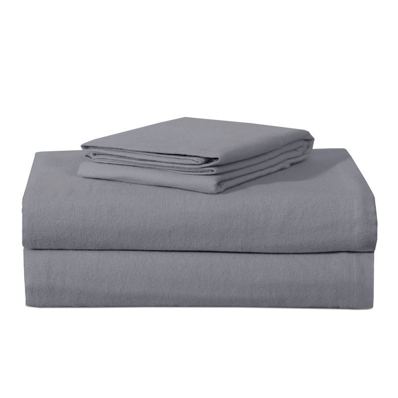 Ensemble de literie en flanelle 100 % coton, Gris anthracite, Ensemble de draps pour lit simple + drap-housse + 