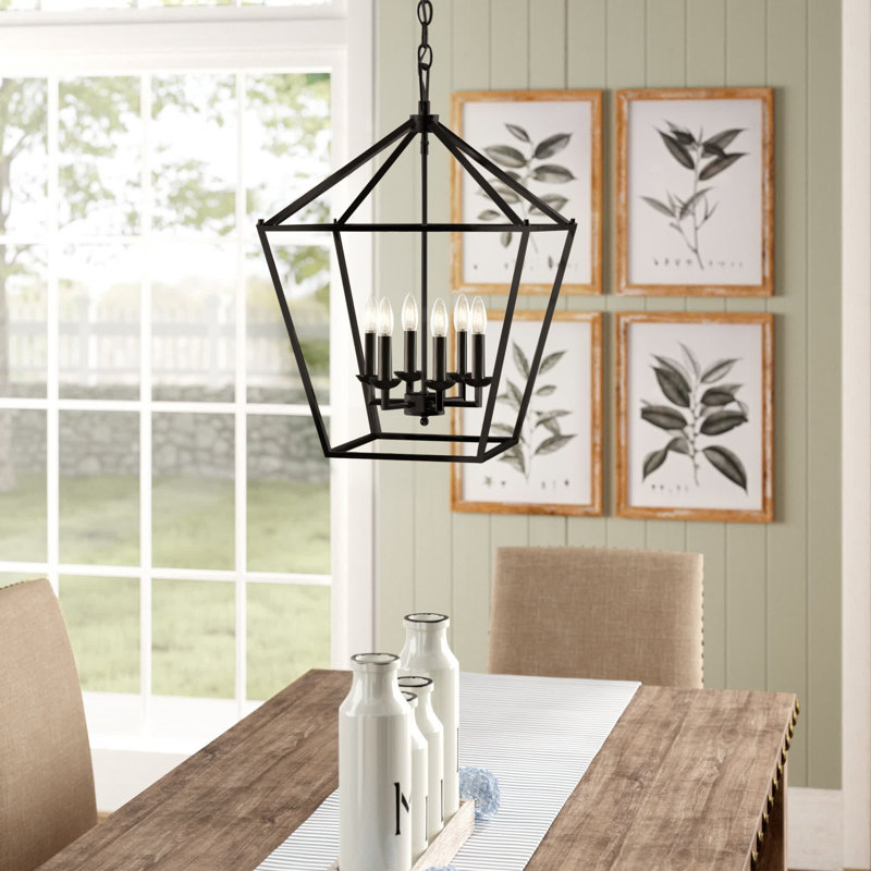 Lustre géométrique à 6 lumières Gunn, Bronze huilé