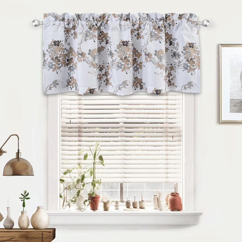 Cantonnière florale en polyester sur mesure, L 52 po x H 18 po