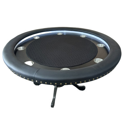 Table de poker à DEL ronde avec porte-gobelet géant pour 8 joueurs