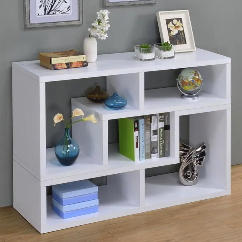 Bibliothèque convertible blanche et meuble télé - option de rangement supplémentaire, attrait moderne et tablette de panneau de particules avec design en forme de L