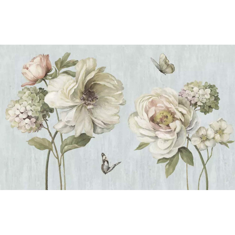 Papier peint amovible aquarelle pivoine rétro, L 98,04 po x l 150 po