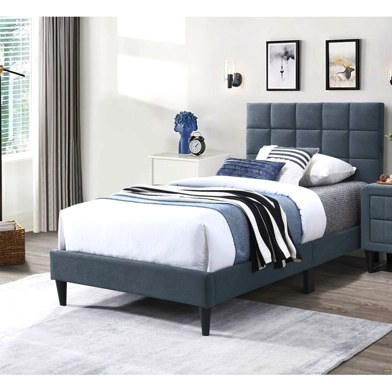 Tête de lit double capitonnée et tête de lit ajustable Bed, Gris anthracite, Lit double