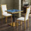 Table de salle à manger carrée en faux marbre 23,7 pouces avec plateau en bois aggloméré brillant-134040342