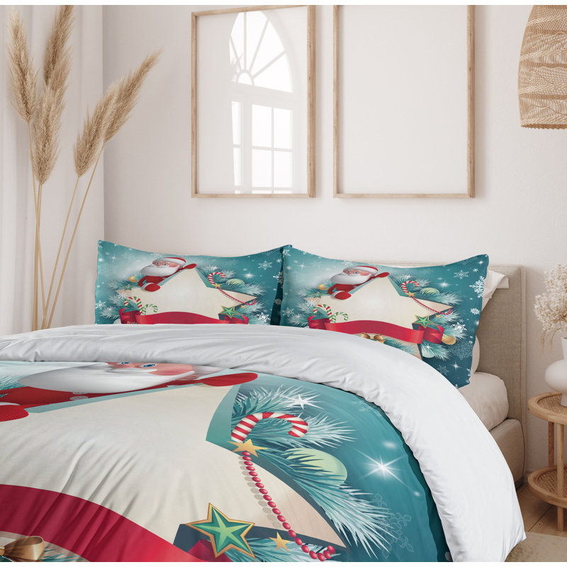 Christmas Santa and Candy Cane Queen Duvet Cover Set