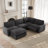 5-Piece Modular Linen U-Shaped Power Reclining Sectional With Zero-Gravity And Heated Seats-1678400093