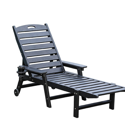 Méridienne en PEHD pour l'extérieur, chaises longues pour piscine avec dossier réglable à 4 positions, supporte jusqu'à 360 lb pour la terrasse au bord de la piscine (noir)