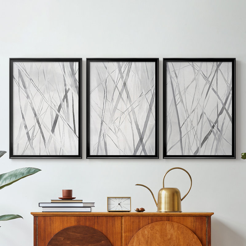 ABSTRACT Series DCCCLI - Toile tendue avec châssis sur mesure - 3 pièces, Noir, H 21 po x l 30 po