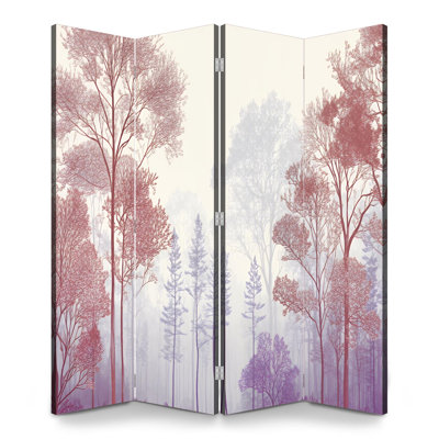 Cloison pliante 4 panneaux paravent Royal Forest Trees Misty