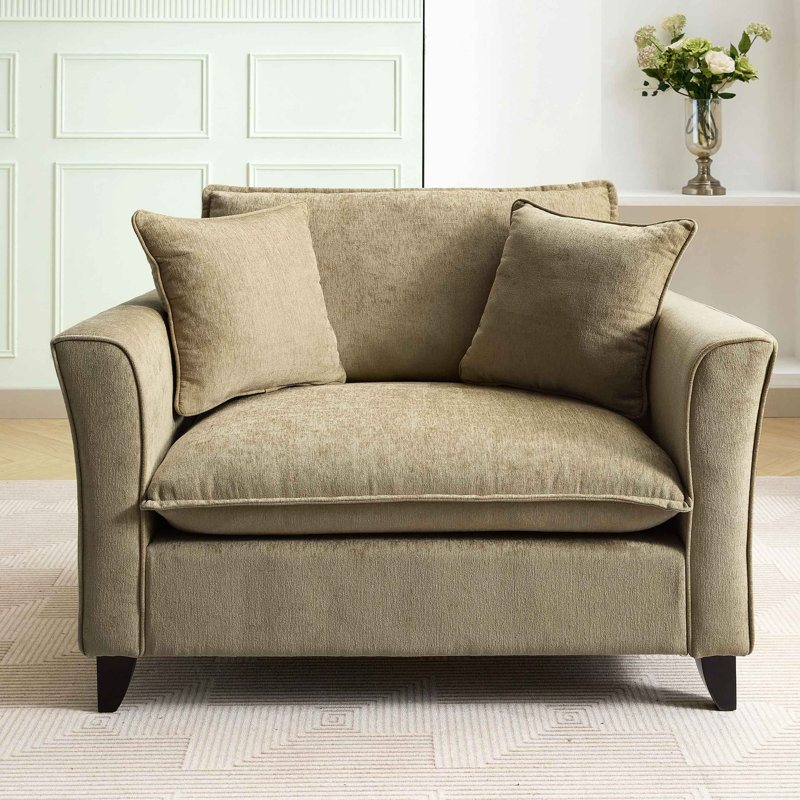 Fauteuil surdimensionné de 46,3 po, tissu chenille, fauteuil confortable et demi-canapé simple avec coussin