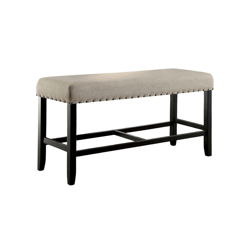 43.6" W Rustic Counter Ht. Bench, Antique Black/Beige