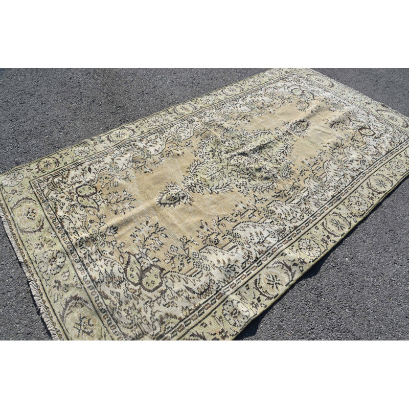 Tapis rétro, grand tapis 5,3 x 9,7 pi, tapis géométriques beiges, tapis turc, tapis marocains, tapis en laine