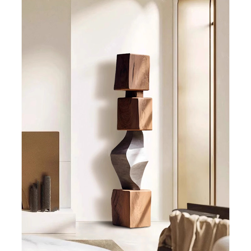 Sculpture abstraite en bois, ornement vertical haut