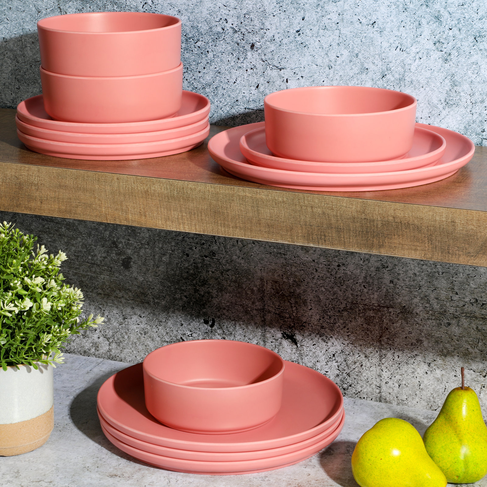 Canyon Crest Dinnerware Set, Rose Red