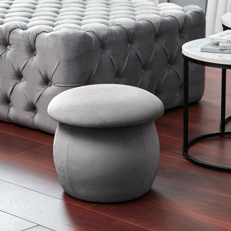 Behr 40cm Wide Velvet Novelty Solid Colour Ottoman, Grey