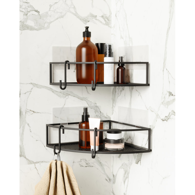 Black Iron Suction Mount Shower Caddy Set