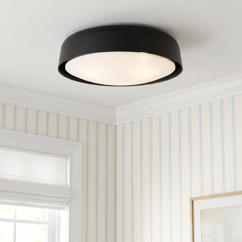 Beatrice Rosetta Draper Glass Flush Mount, Midnight Black