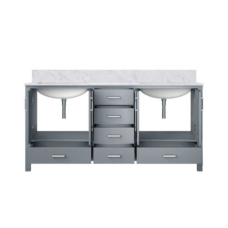Meuble-lavabo double avec plateau en marbre, Gris foncé