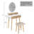 Barther Vanity Table Set with Adjustable Brightness Mirror and Cushioned Stool
