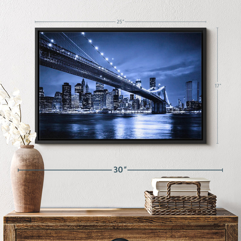 «Twinkling Brooklyn Bridge Wall Art», H 17 po x l 25 po