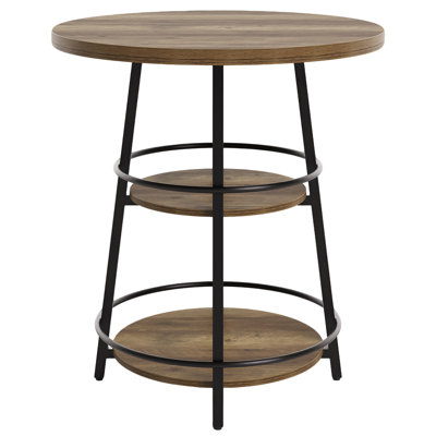 31.5'' Round Bar Table With Storage Shelf, 2-tier Pub Table For Kitchen, Dining Area, Living Room