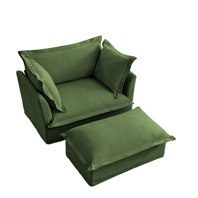 Fauteuil de salon Adamski, assise confortable en chenille, tissu, housses amovibles, base en chenille rembourrée avec assise profonde, conception séduisante, fabrication en bois