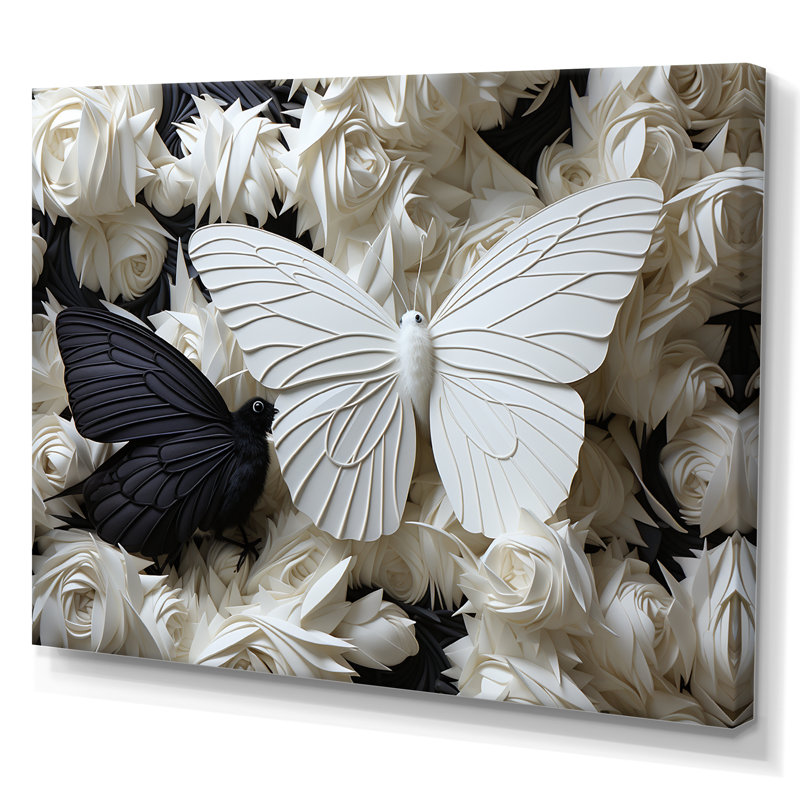«Black and White Classic Butterflies 1 - Butterflies Wall Art For Living Room Butterfly», reproduction sur toile