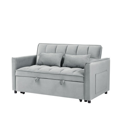 55”Convertible Futon Sofa Bed with Adjustable Backrest