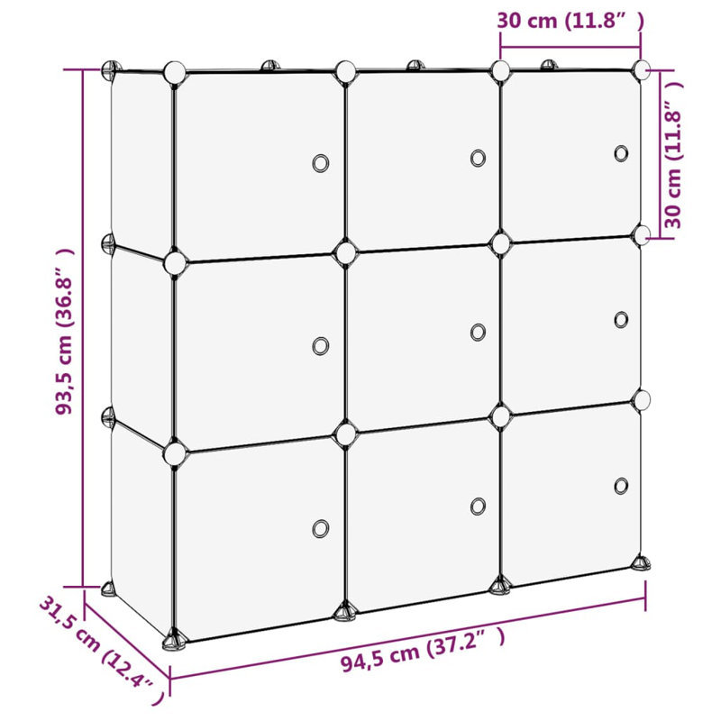 9 Pair Shoe Storage Box, Black/Clear
