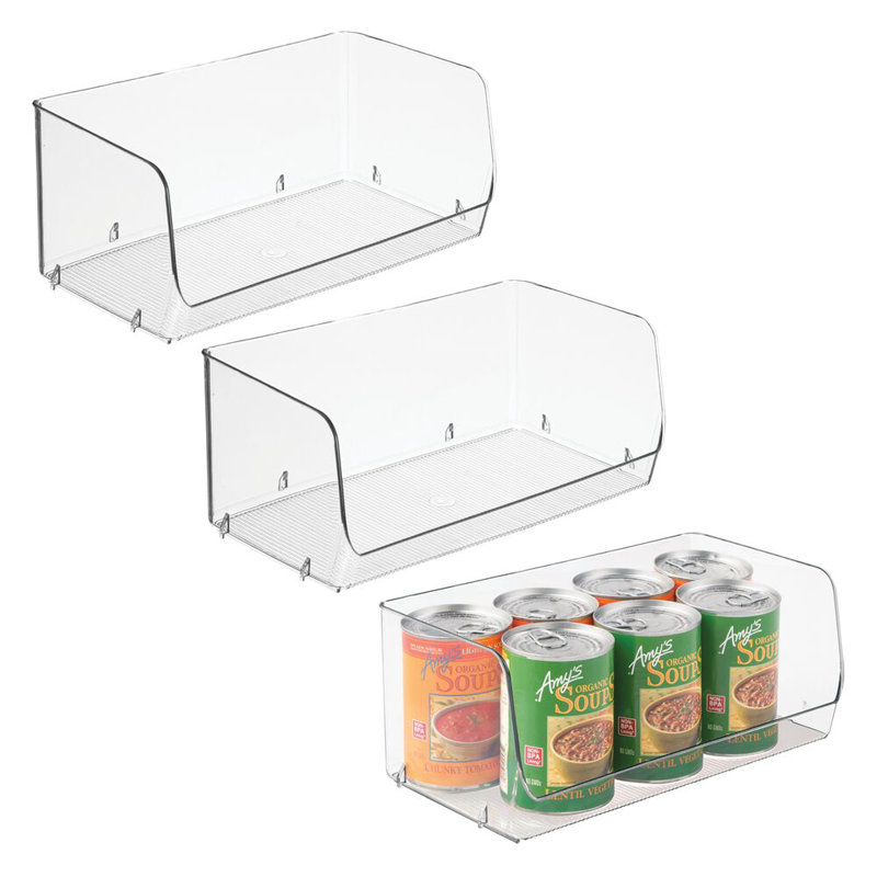 Bacs de rangement empilables à devant ouvert - Rangement pour la cuisine et le garde-manger - Rangement pour collations ou conserves