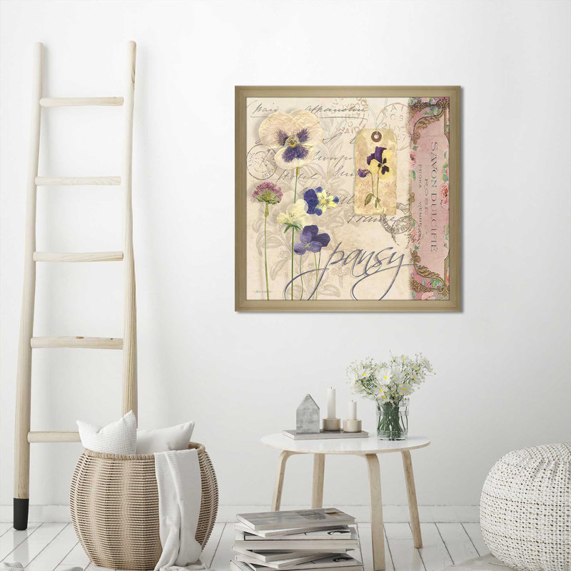 «Pansy (Square)» par Carol Robinson, reproduction, H 37 po x l 37 po x P 1 po, Encadrement champagne