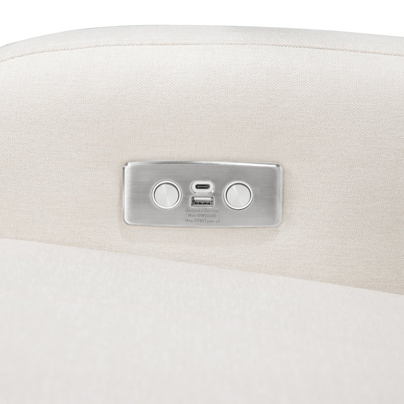 Nami Electronic Recliner and Swivel Glider in Eco-Performance Fabric with USB port, Performance Cream Polyester
