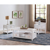 Ensemble de 3 tables d'appoint, tables basses et 2 tables de bout avec rangement en bois blanc Groce