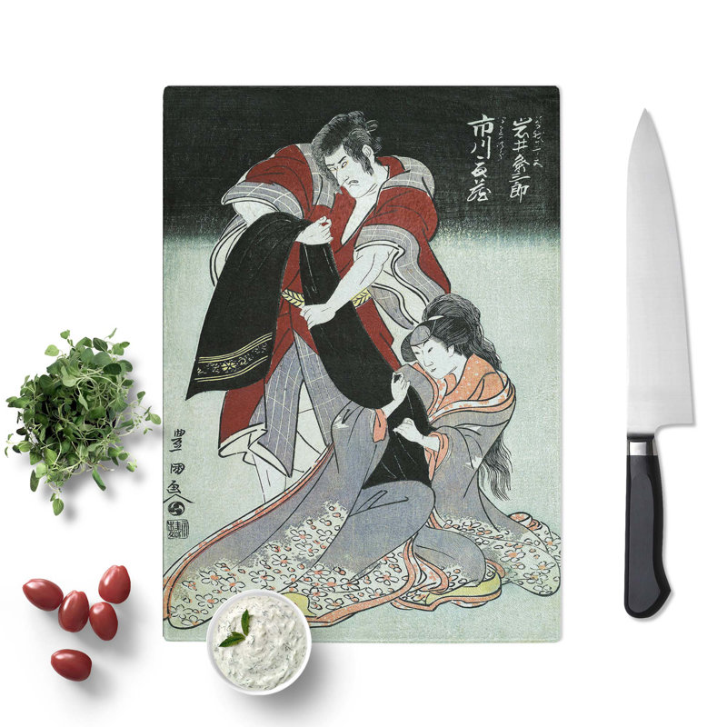 Tempered Glass Scene from a Drama by Utagawa Toyokuni Chopping Board, 20 cm x 28.5 cm