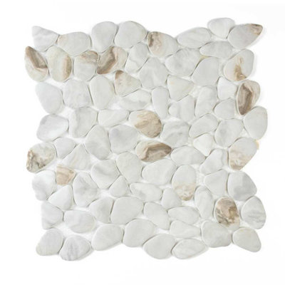 Huron 12" x 12" Drift Matte Glass Pebble Mosaic Floor and Wall Tile