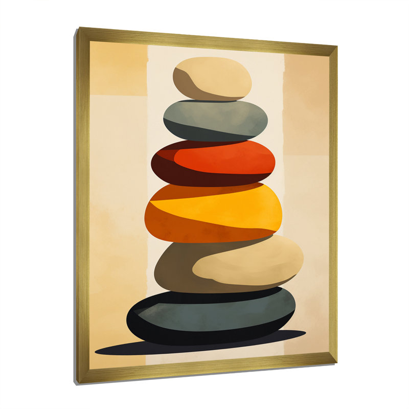 «Visual Tranquility Rock Balancing On», reproduction sur toile, Cadre doré simple, H 40 po x l 30 po x P 1,5 po