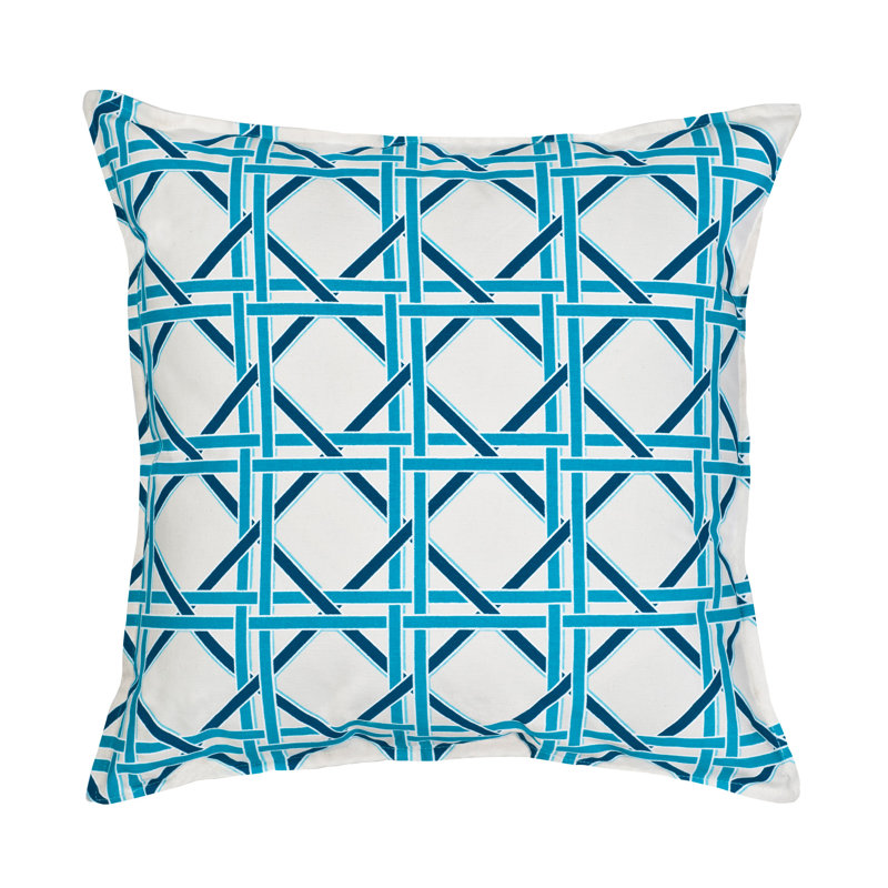 Cane Cotton Canvas Throw Pillow, Turquoise