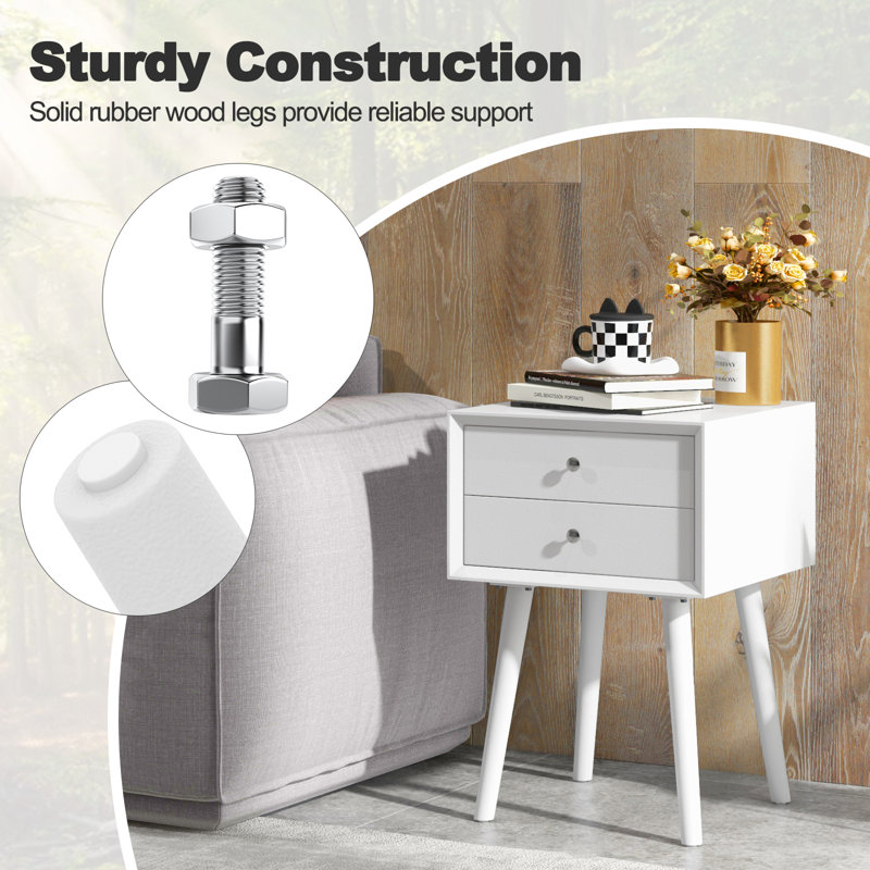 Islandia 40 cm W Bedside Table, White