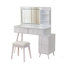 Meuble-lavabo moderne avec lumières DEL et miroir, ensemble de coiffeuse 4 tiroirs avec tabouret, luminosité à intensité variable de 3 couleurs, peu encombrant pour la chambre à coucher-954265511
