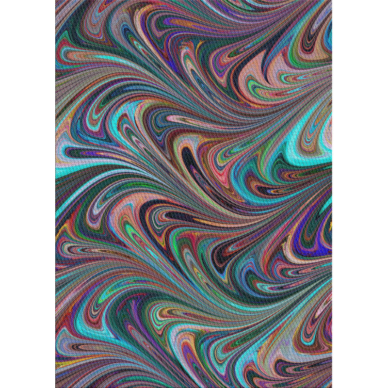 Tapis abstrait mauve / vert / bleu, Rectangle 6 pi x 9 pi