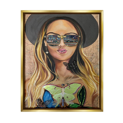 Femme à la mode Luna Moth City Reflection par Stacy Gresell - Peinture