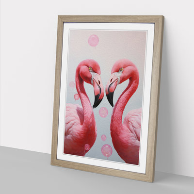 Flamingo Bubble Gum - Single Picture Frame Print on Wood