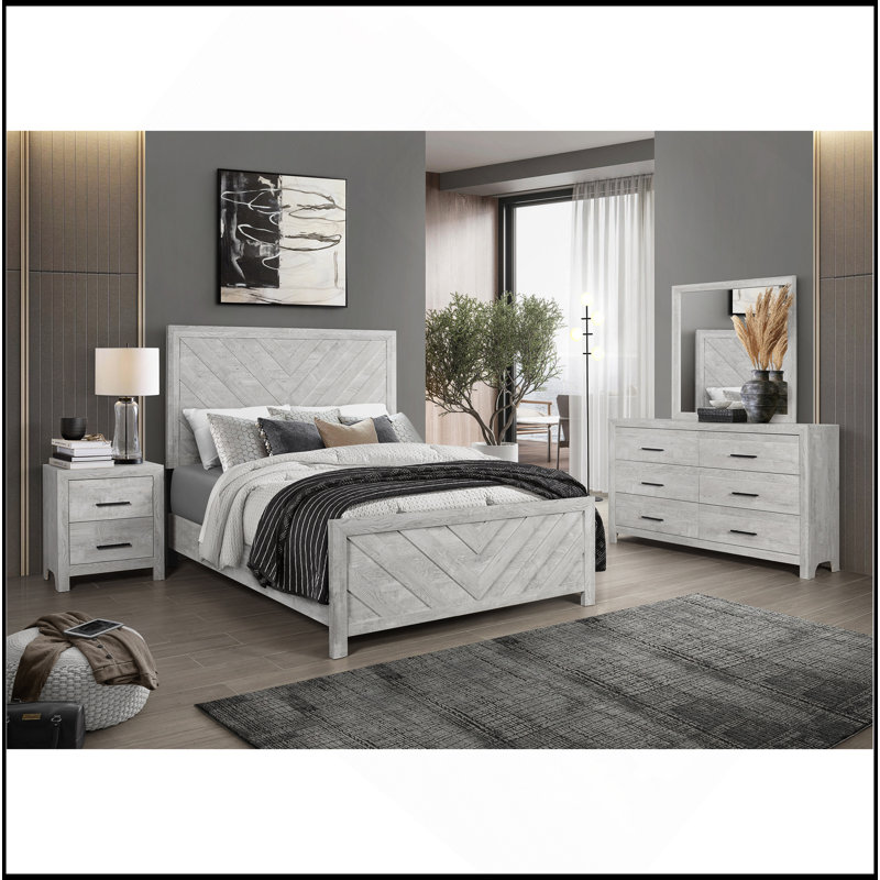 Grand lit de style moderne Denver en bois naturel