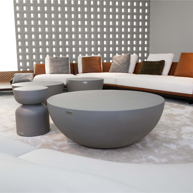 CHRONOS Round Concrete Coffee Table 107 x 107 x 39.5 cm, Grey/Brown/Blue